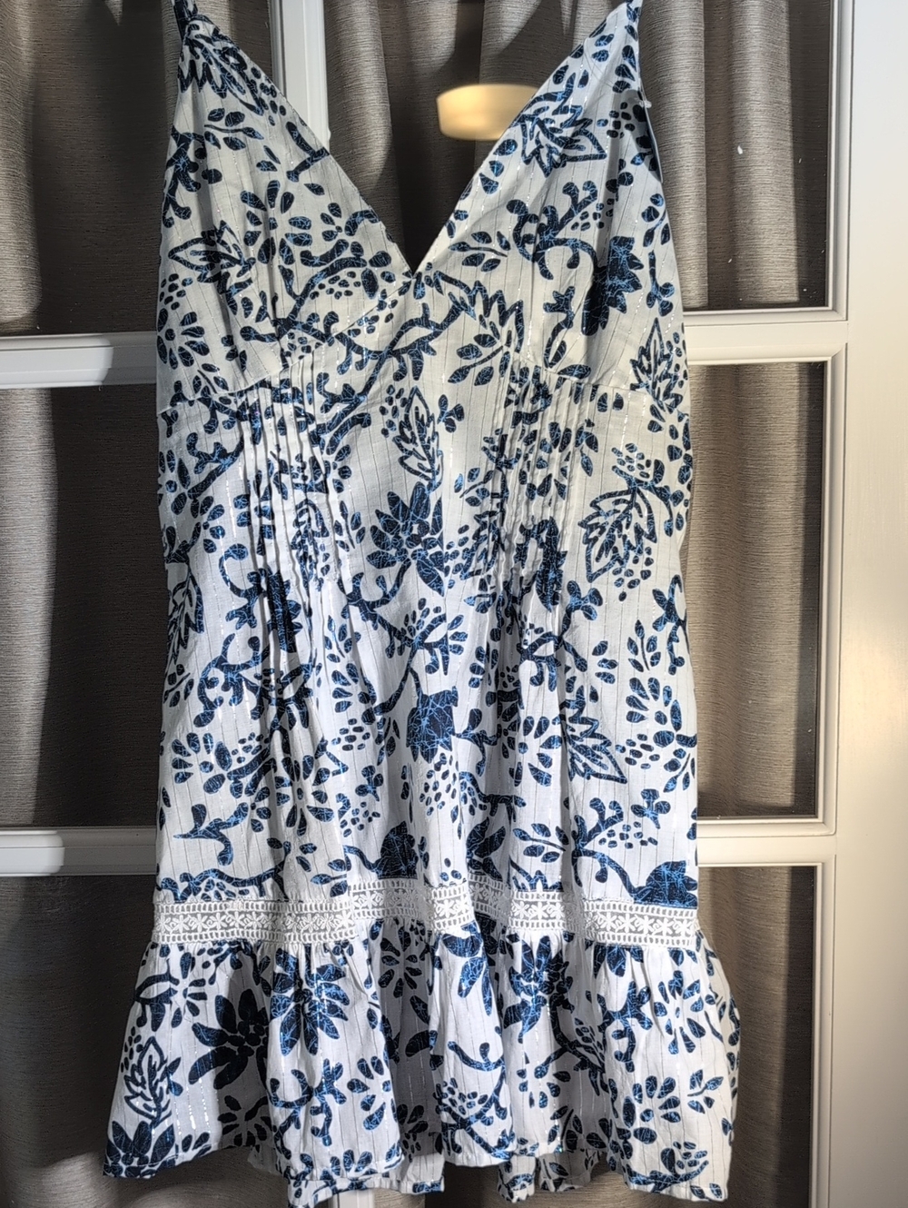 Goa Beachwear By Japna White & Blue Floral Cover Up Sundress.